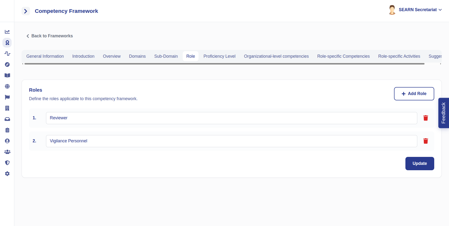 Create Framework wizard: Add Role