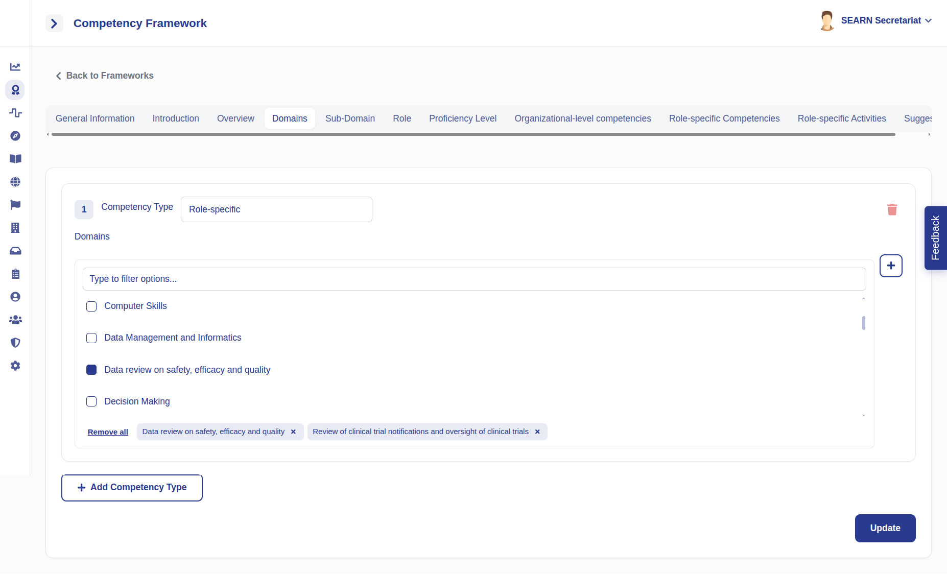 Create Framework wizard: Domain & Sub-Domains
