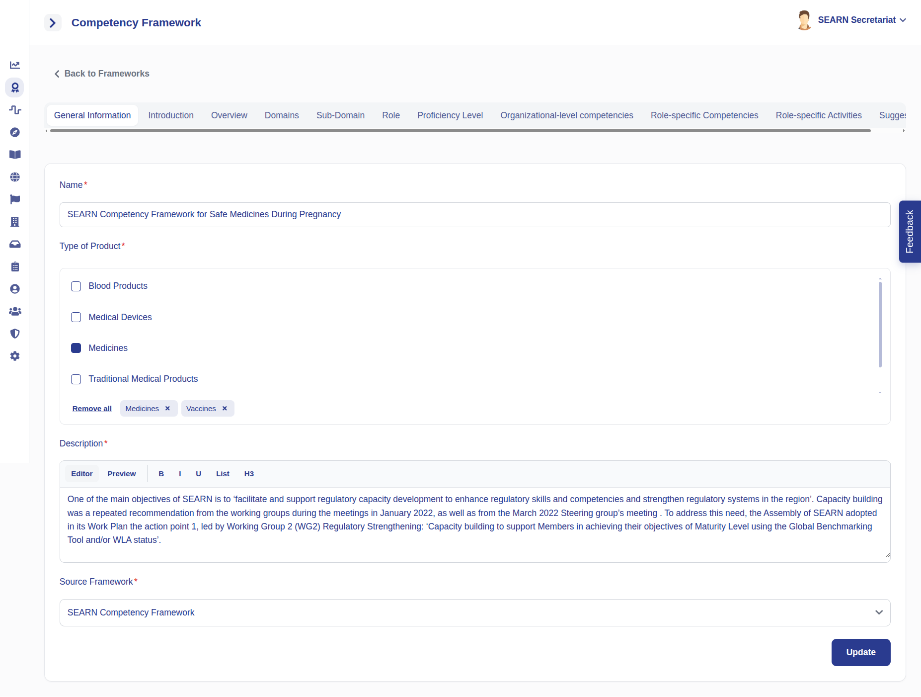 Create Framework wizard: General Information & Introduction